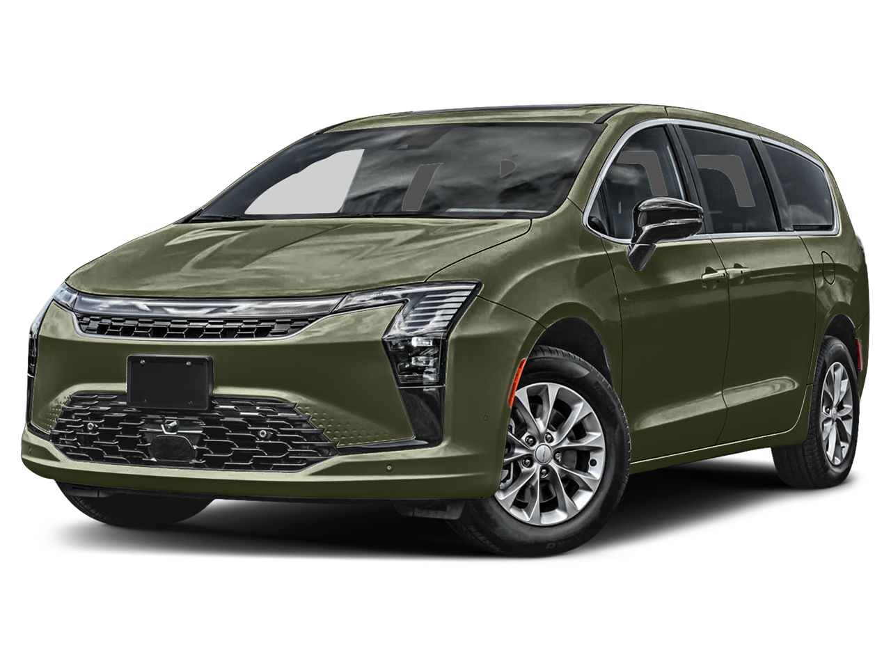 2027 Chrysler Pacifica Limited in Olive Green Pearlcoat — front three-quarter view