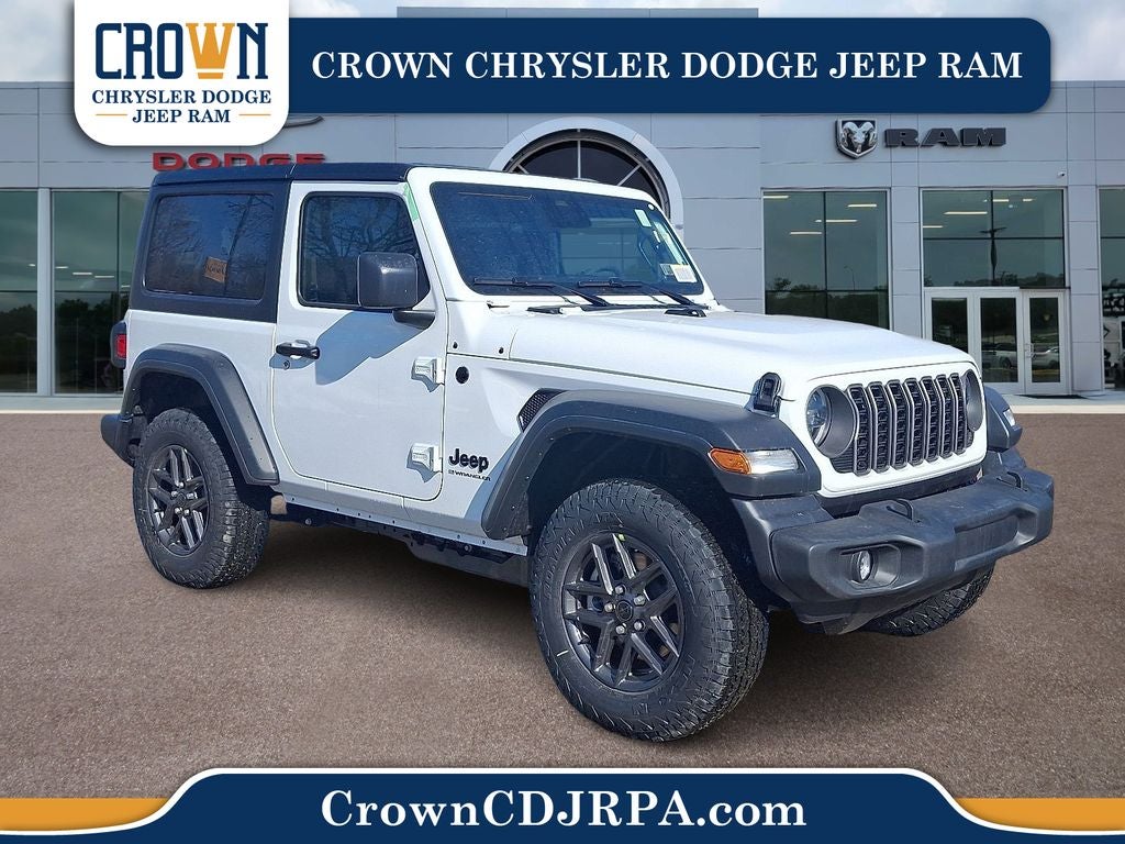 2026 Jeep Wrangler Sport S in Bright White Clearcoat — front three-quarter view