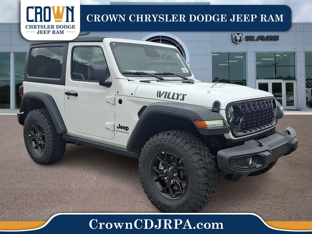 2026 Jeep Wrangler Willys in Bright White Clearcoat — front three-quarter view