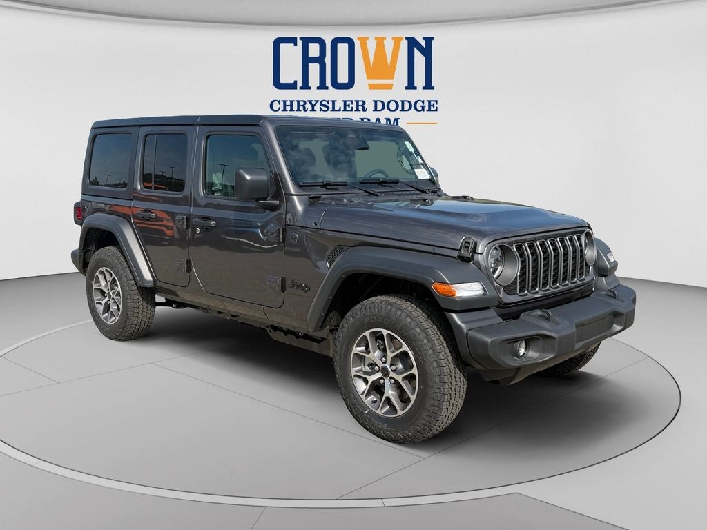 2026 Jeep Wrangler Sport S in Granite Crystal Metallic Clearcoat — front three-quarter view