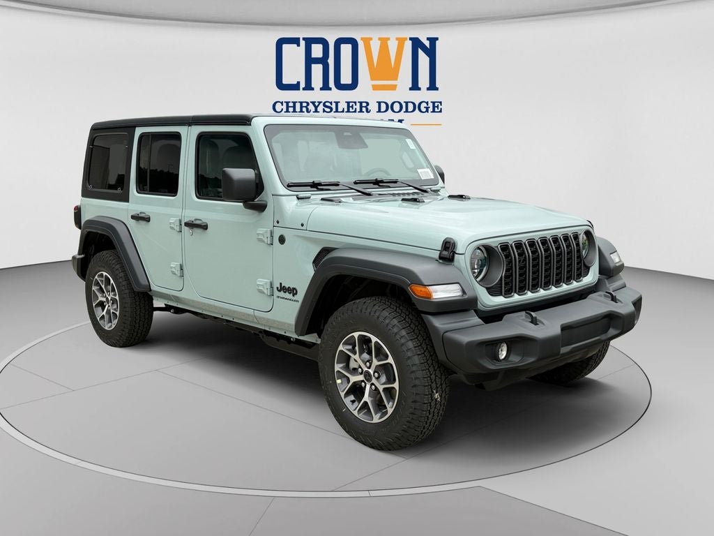 2026 Jeep Wrangler Sport S in Earl Clearcoat — front three-quarter view