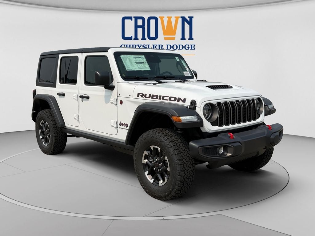 2026 Jeep Wrangler Rubicon in Bright White Clearcoat — front three-quarter view