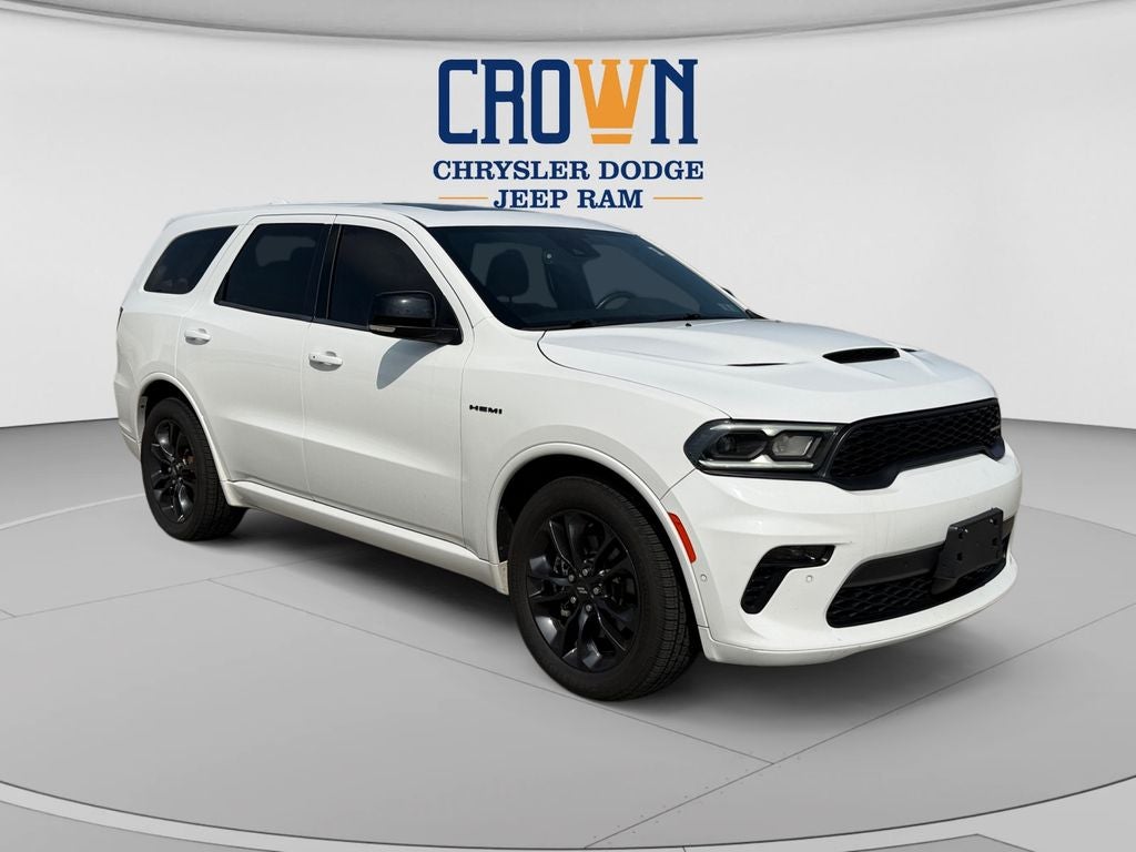2022 Dodge Durango R/T Plus in White Knuckle Clearcoat — front three-quarter view