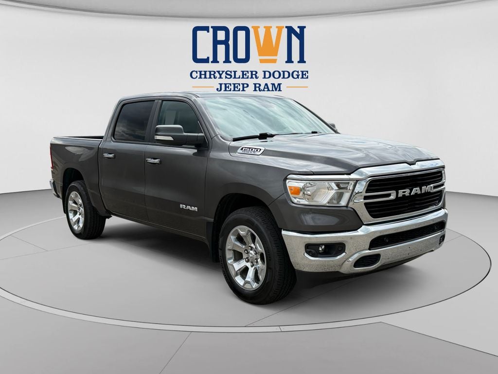 2020 RAM 1500 Big Horn/Lone Star in Granite Crystal Metallic Clearcoat — front three-quarter view
