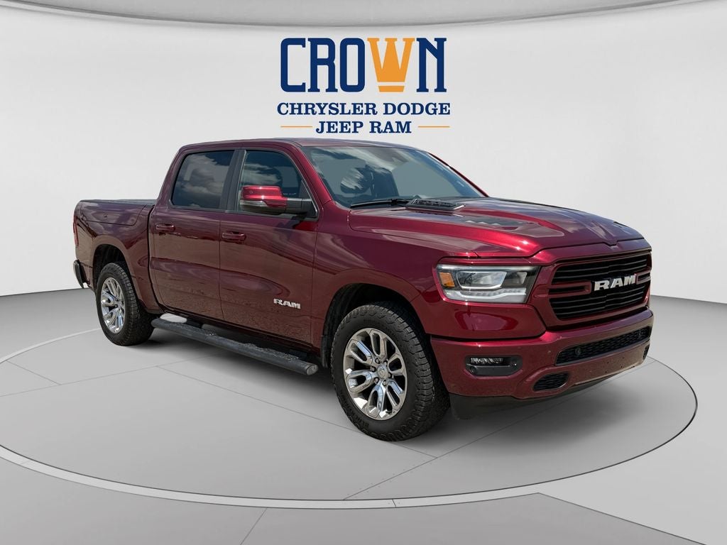 2024 RAM 1500 Laramie in Delmonico Red Pearlcoat — front three-quarter view