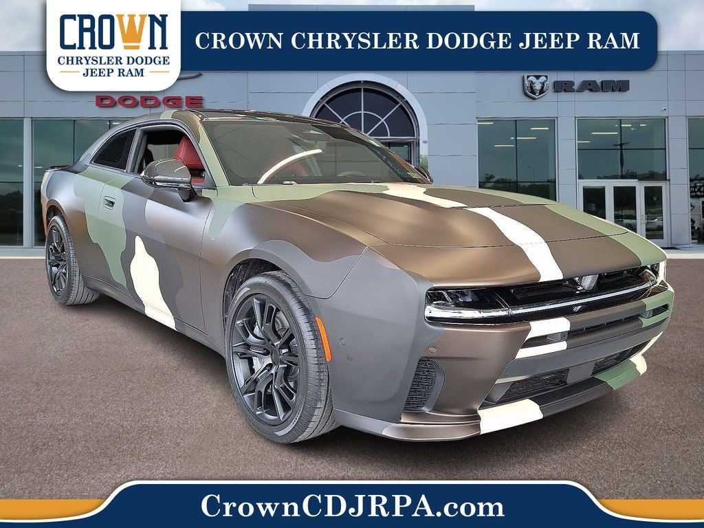 2026 Dodge Charger Scat Pack Plus in Diamond Black Crystal Pearlcoat — front three-quarter view