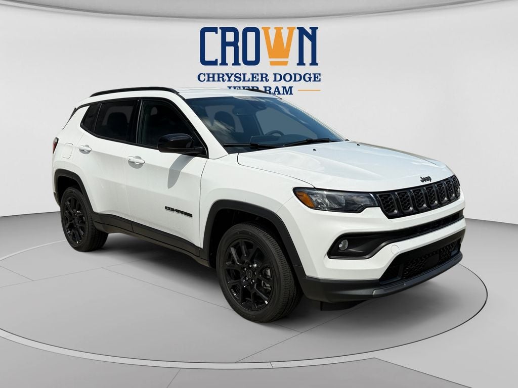 2026 Jeep Compass Latitude in Bright White Clearcoat — front three-quarter view