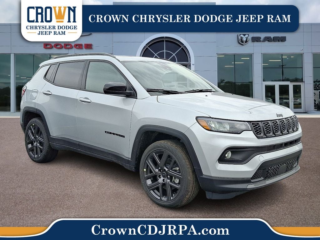 2026 Jeep Compass Latitude in Silver Zynith Metallic Clearcoat — front three-quarter view