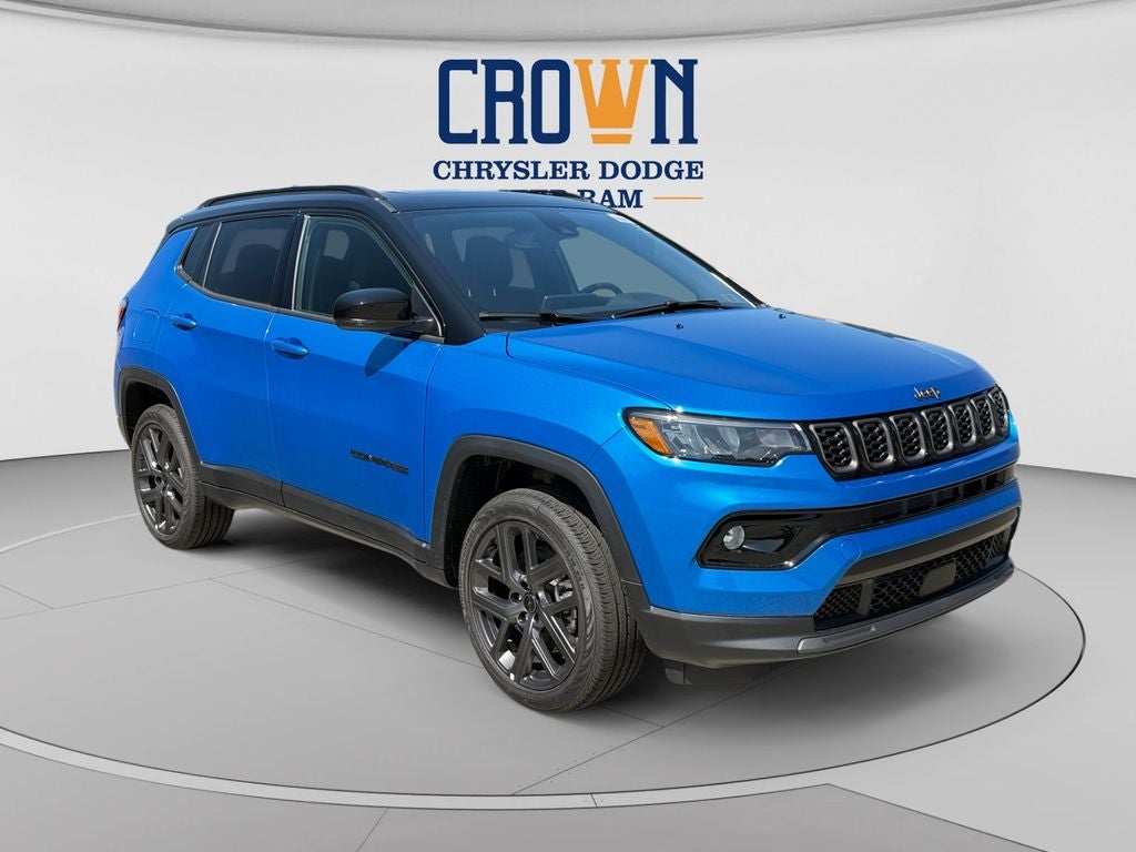 2026 Jeep Compass Limited in Hydro Blue Pearlcoat — front three-quarter view