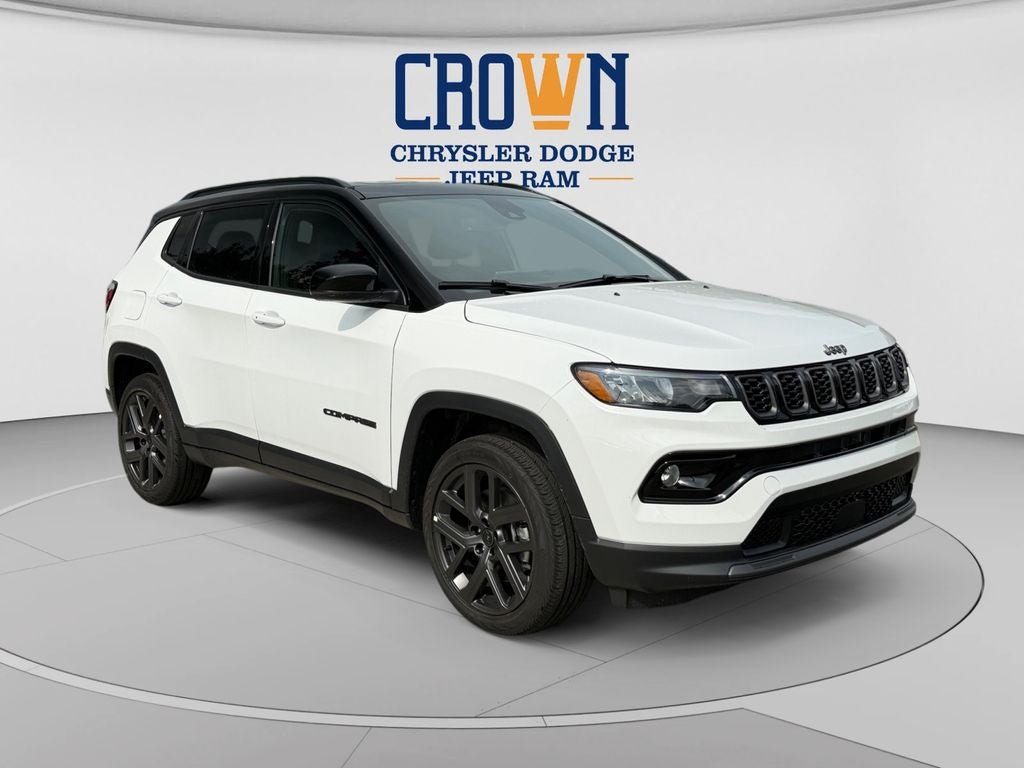 2026 Jeep Compass Limited in Bright White Clearcoat — front three-quarter view