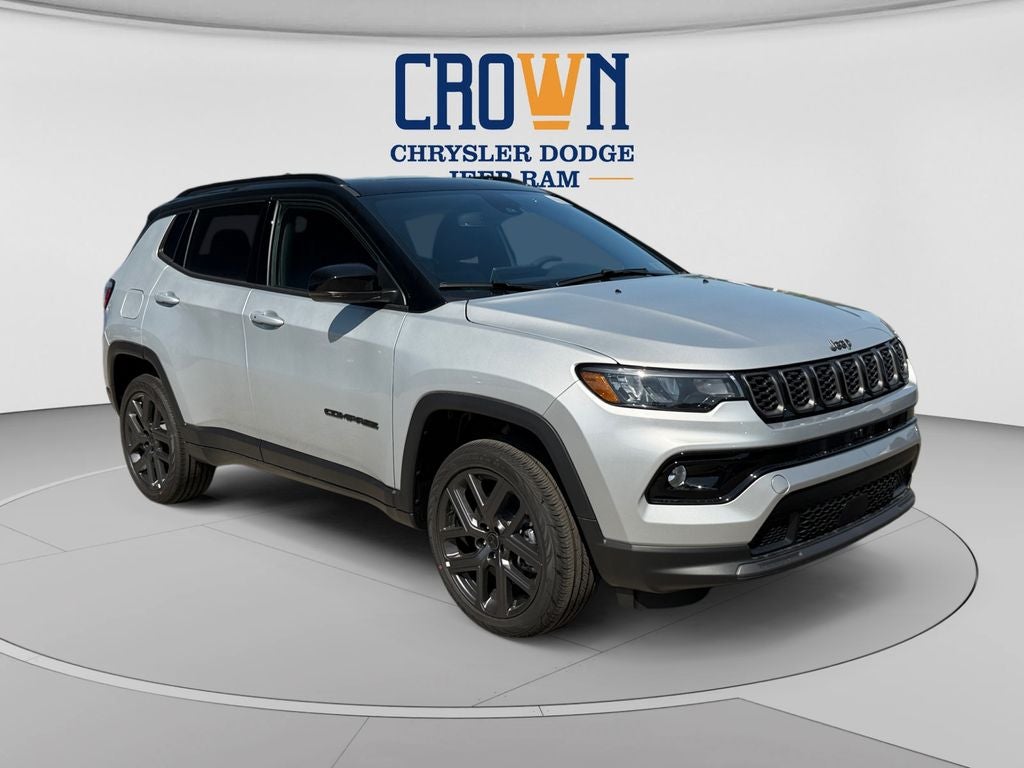 2026 Jeep Compass Limited in Silver Zynith Metallic Clearcoat — front three-quarter view