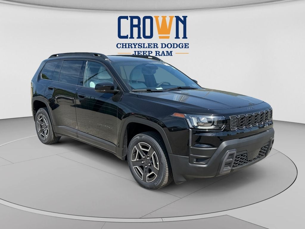 2026 Jeep Cherokee Limited in Diamond Black Crystal Pearlcoat — front three-quarter view