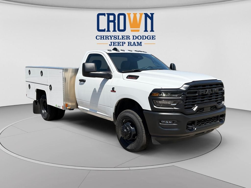 2026 RAM 3500 Tradesman in Bright White Clearcoat — front three-quarter view